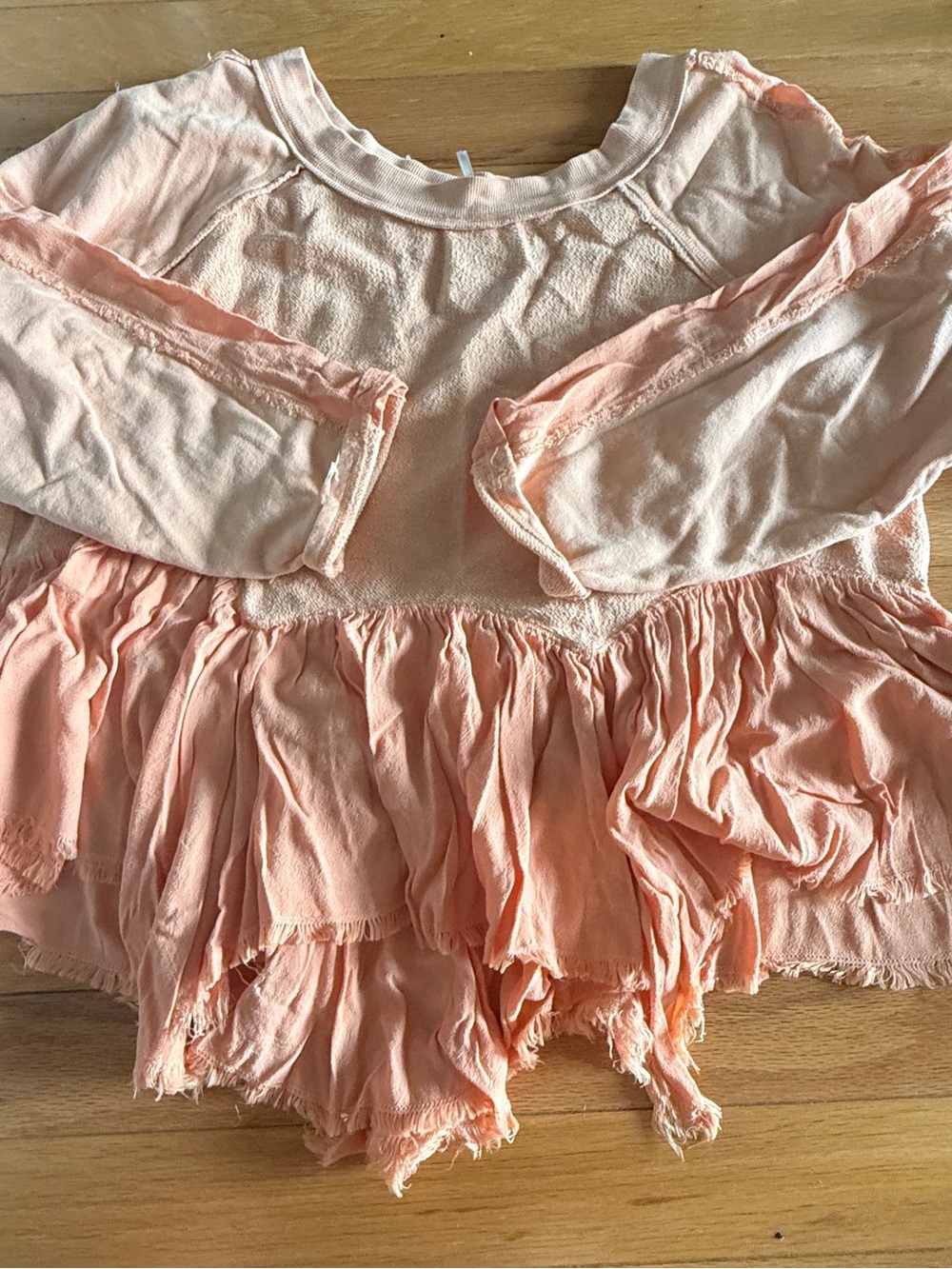 Free People Peach Knit Ruffled Top - Picture 3 of 6